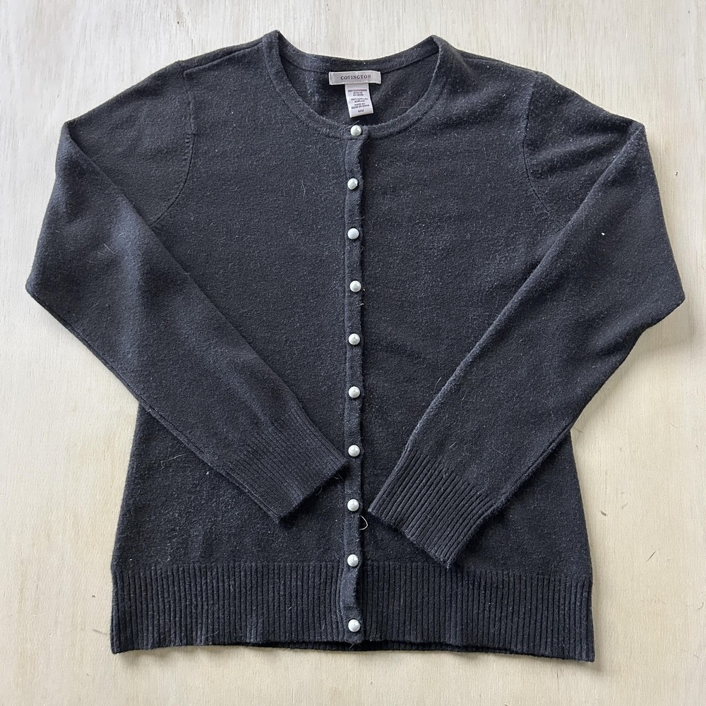Vintage Covington Cardigan Sweater Womens Medium Round Neck Pearl Button Knit